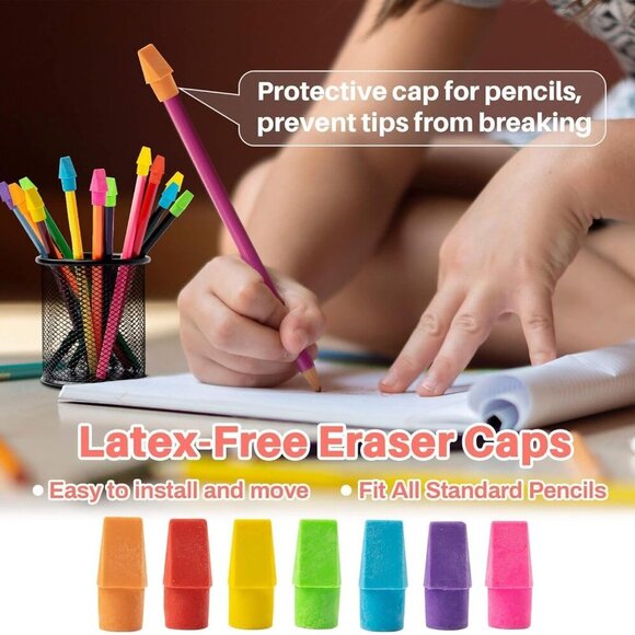 Cap Erasers for Pencils Pulk - Pencil Top Erasers Cap Erasers Toppers for Latex - Picture 4 of 6